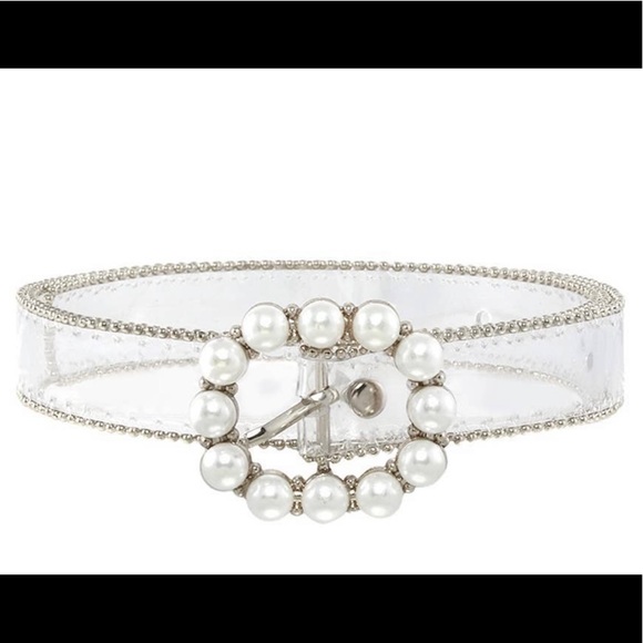 Clear see-through women’s belt with pearl accent. - Picture 2 of 3